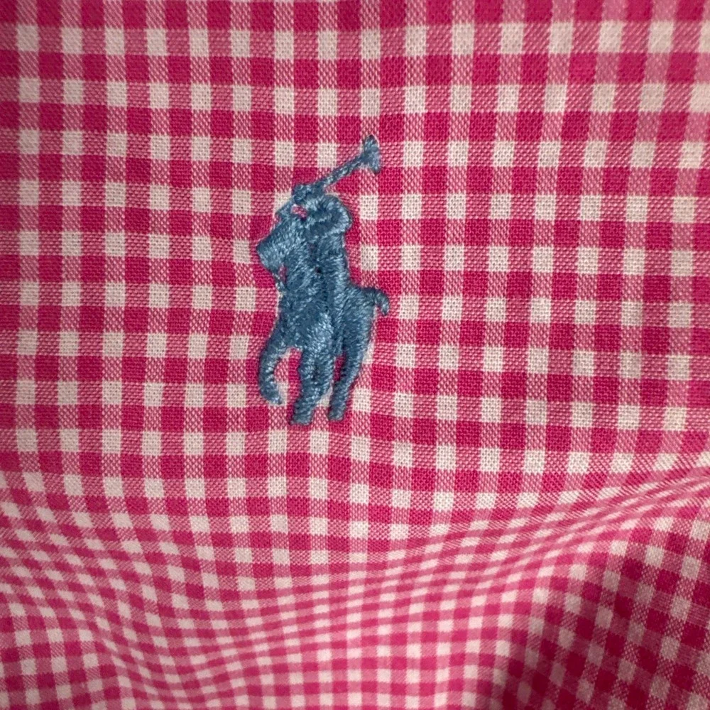 Ralph Lauren Shirt Kids 6 Pink Gingham Plaid Long Sleeve Button Down Pony Logo